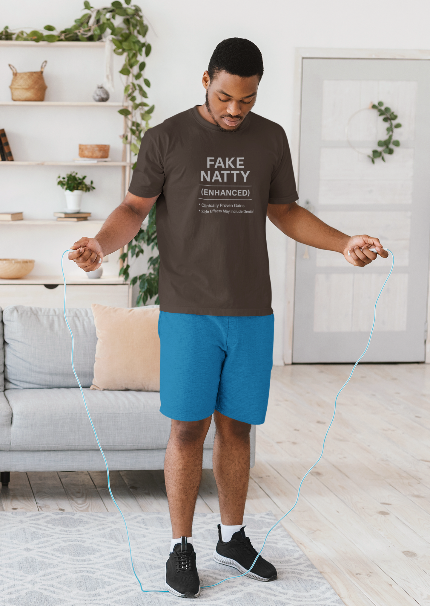 Fake Natty Enhanced T-Shirt Funny Gym Tee