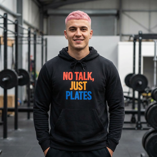 Adidas No Talk, Just Plates Hoodie - Unisex Fleece Sweatshirt for Food Lovers, Chef Gift, Casual Wear, Comfortable Fashion, Kitchen Humor