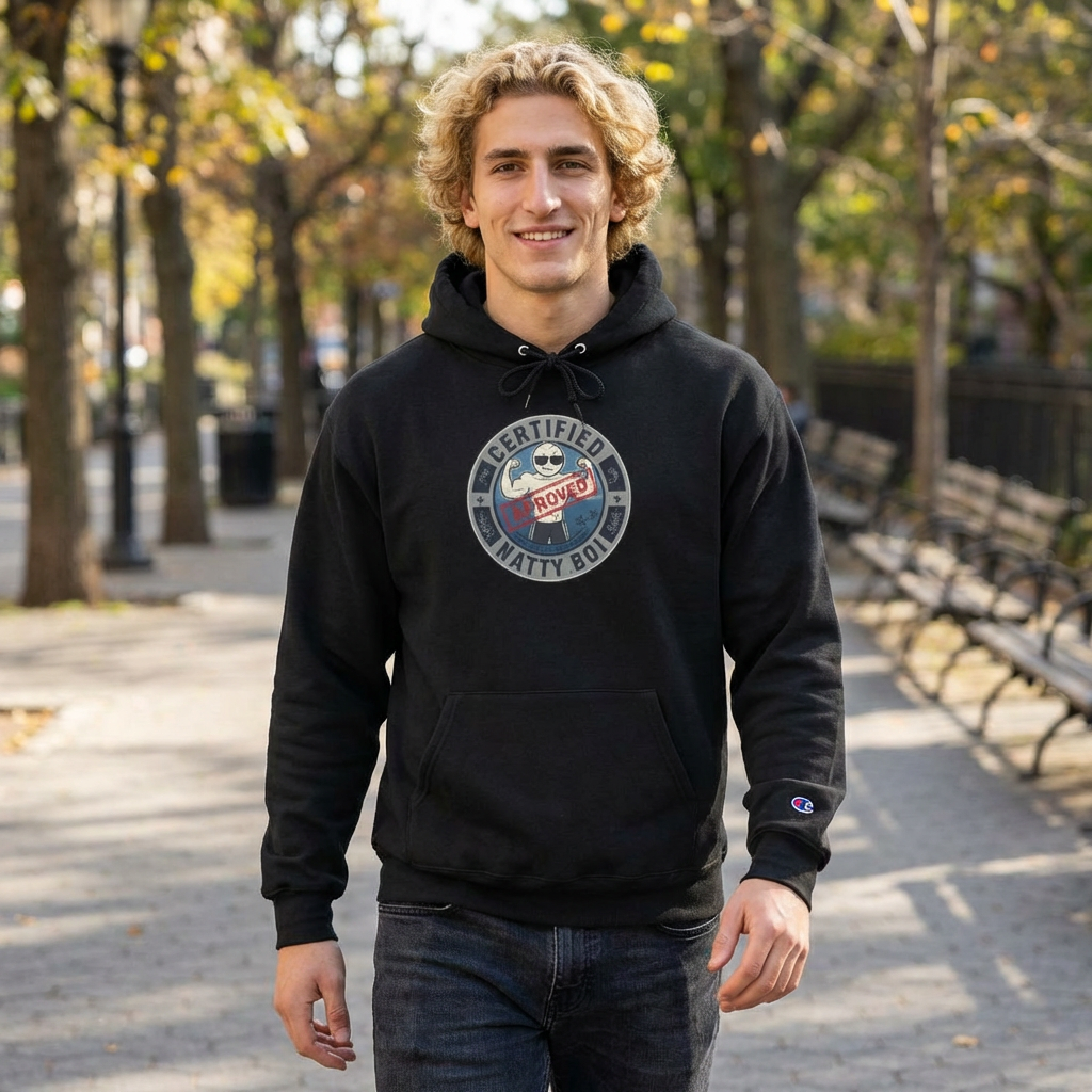 Certified Natty Boy Champion Hoodie - Cozy Streetwear, Perfect for Gifting, Casual Days, Unisex Style, Birthday Present
