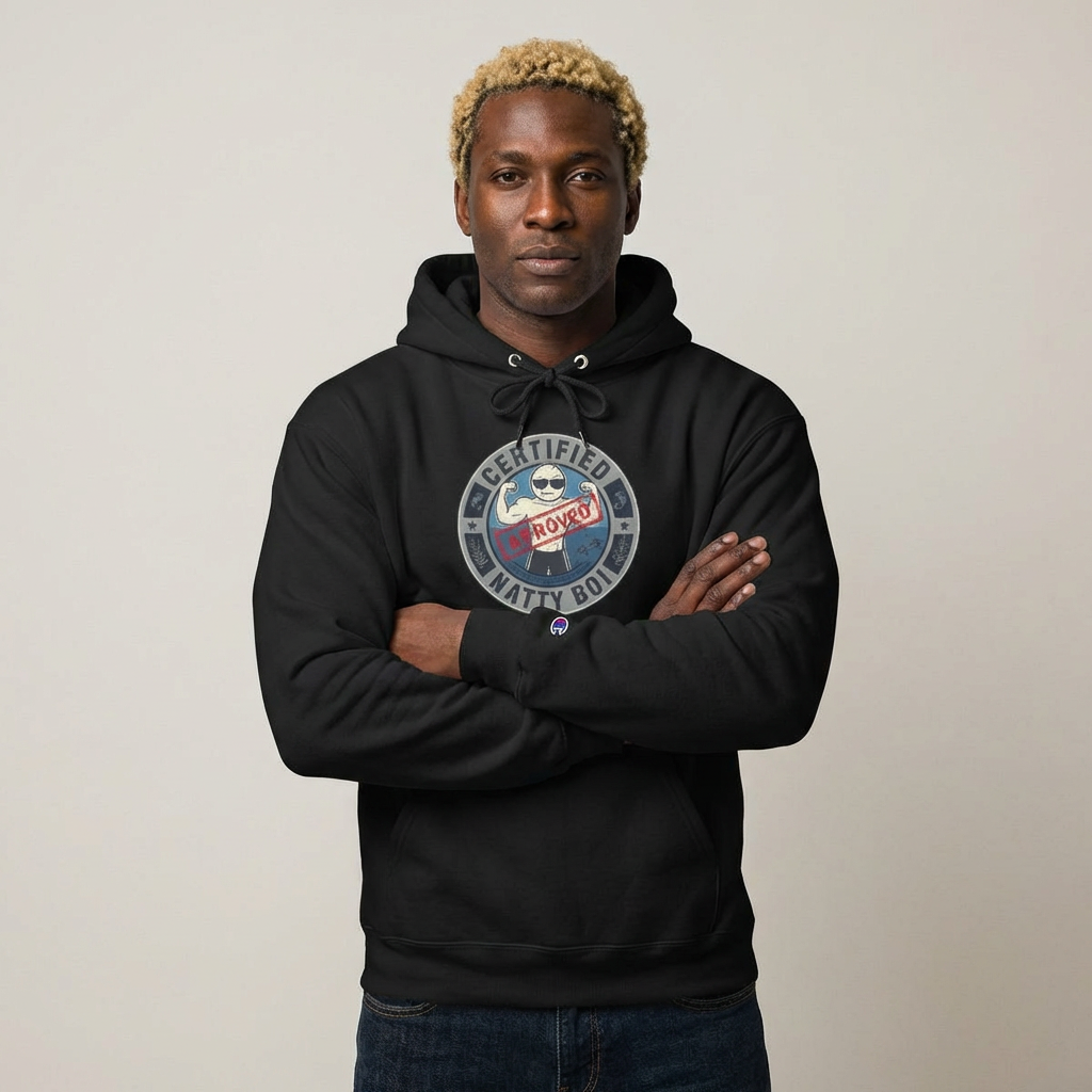 Certified Natty Boy Champion Hoodie - Cozy Streetwear, Perfect for Gifting, Casual Days, Unisex Style, Birthday Present