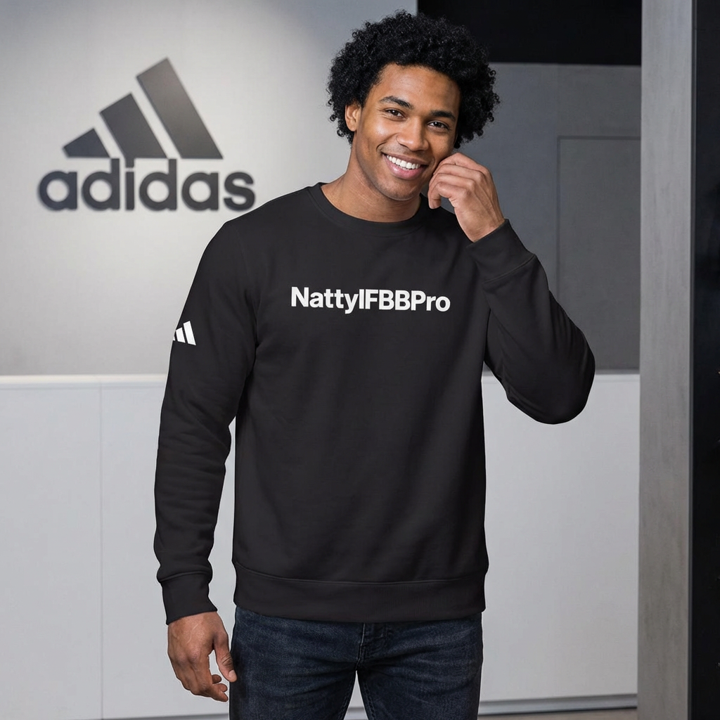 Adidas Natty IFBB Pro Crewneck Gym Fleece Sweatshirt