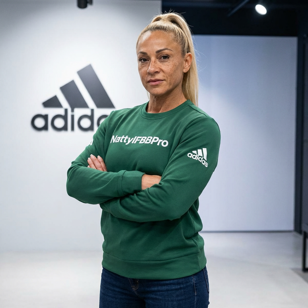 Adidas Natty IFBB Pro Crewneck Gym Fleece Sweatshirt