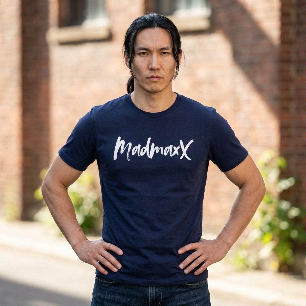 Back-Print Tee — Bold Brush Script "MONNG YKTU!" Casual Graphic T-Shirt