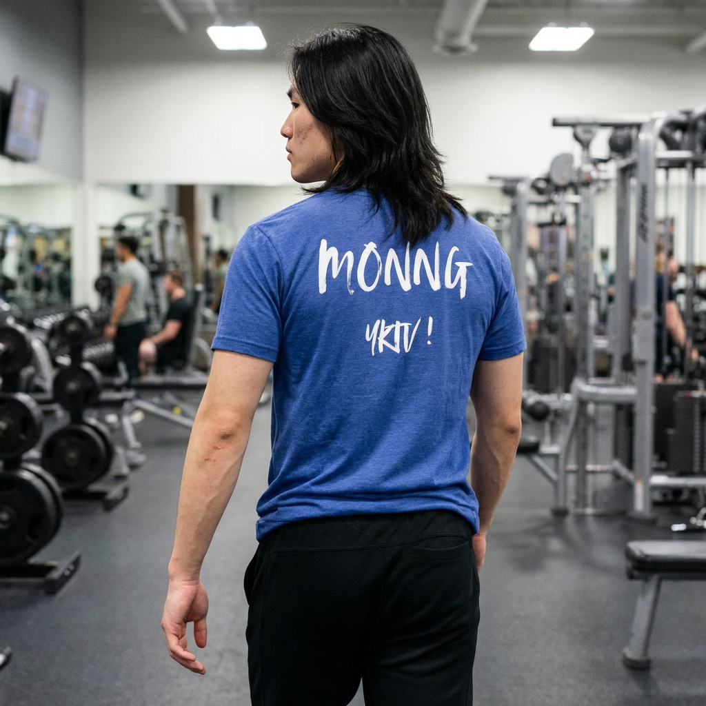 Back-Print Tee — Bold Brush Script "MONNG YKTU!" Casual Graphic T-Shirt
