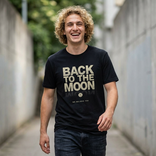 Back to the Moon T-Shirt — 'We Believe You' Retro Space Tee