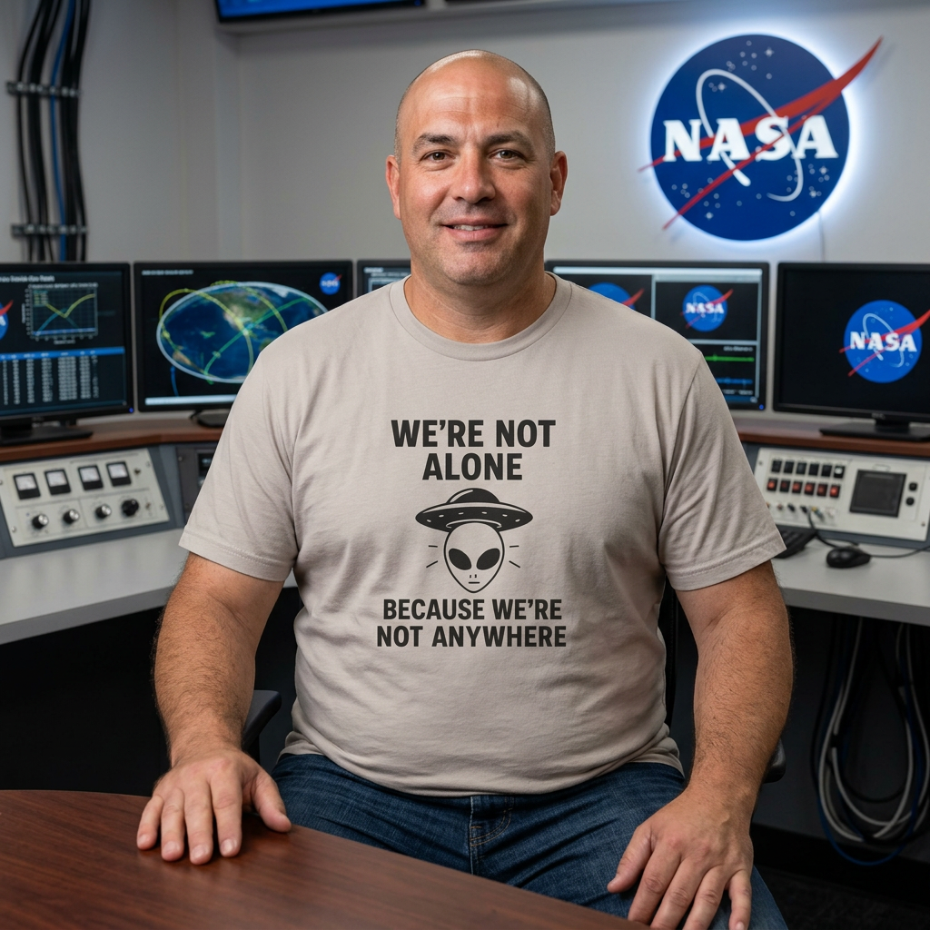 Funny Alien Quote Unisex Jersey Tee - We're Not Alone