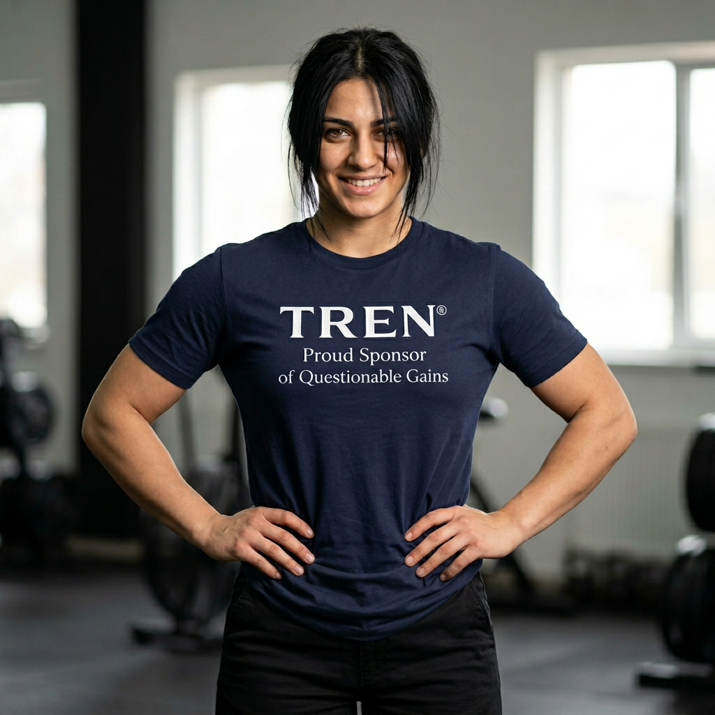 TREN® Proud Sponsor of Questionable Gains Gym T-Shirt | Funny Bodybuilding Tee