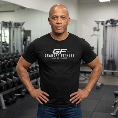 GF Grandpa Fitness Lead By Example T-Shirt | Grandpa Gym Shirt for Active Men