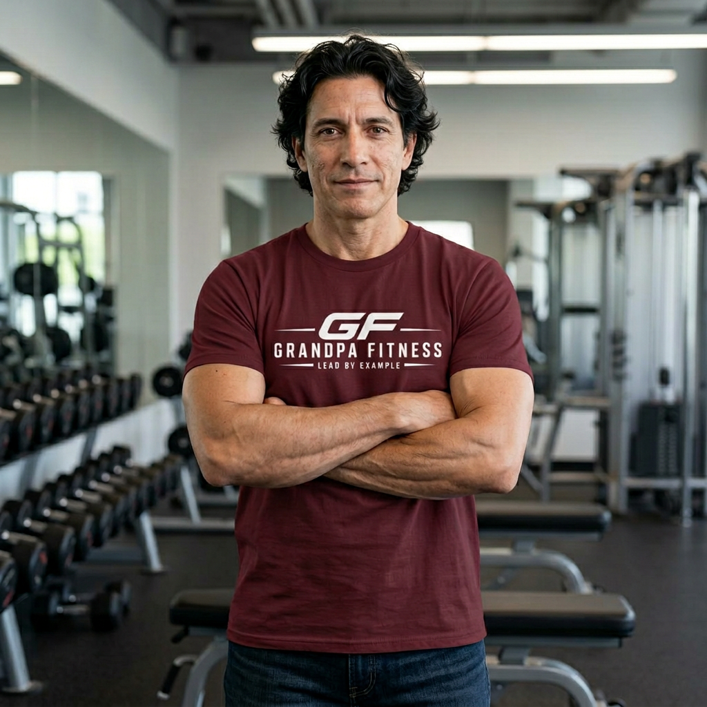 GF Grandpa Fitness Lead By Example T-Shirt | Grandpa Gym Shirt for Active Men