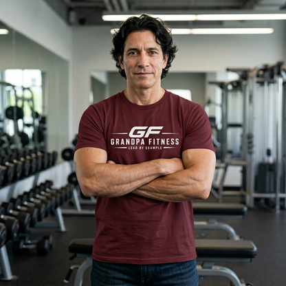 GF Grandpa Fitness Lead By Example T-Shirt | Grandpa Gym Shirt for Active Men
