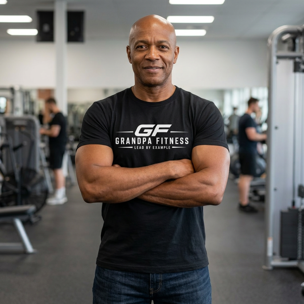 GF Grandpa Fitness Lead By Example T-Shirt | Grandpa Gym Shirt for Active Men