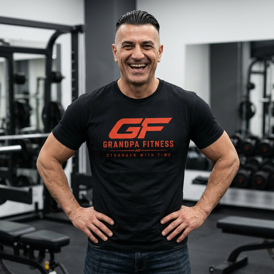GF Grandpa Fitness Stronger With Time T-Shirt | Grandpa Gym Shirt for Active Men