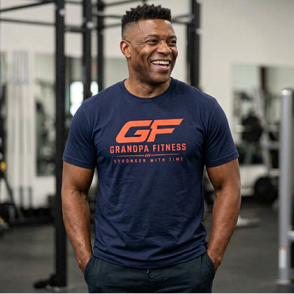 GF Grandpa Fitness Stronger With Time T-Shirt | Grandpa Gym Shirt for Active Men
