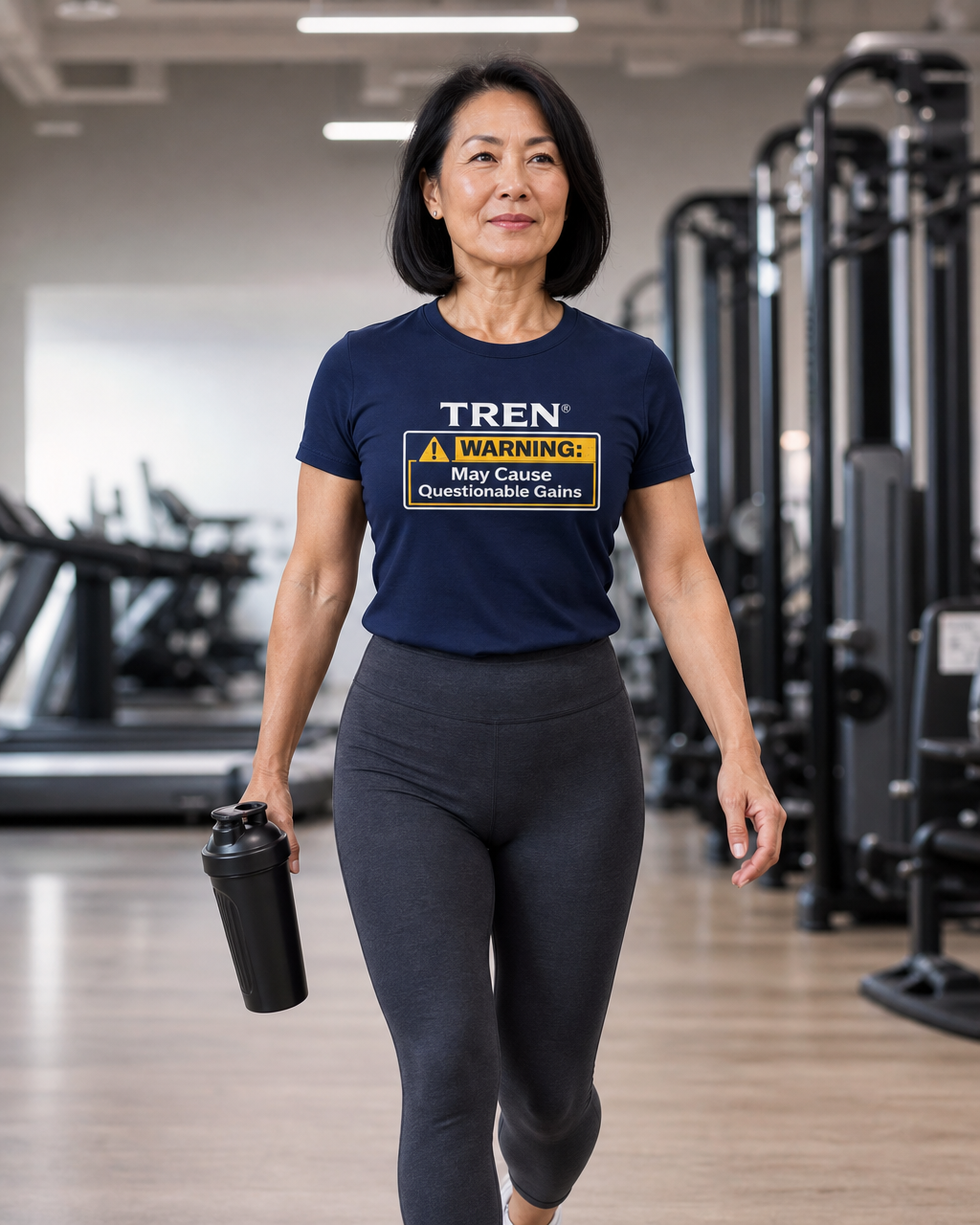 TREN® Warning May Cause Questionable Gains Gym T-Shirt | Funny Bodybuilding Tee