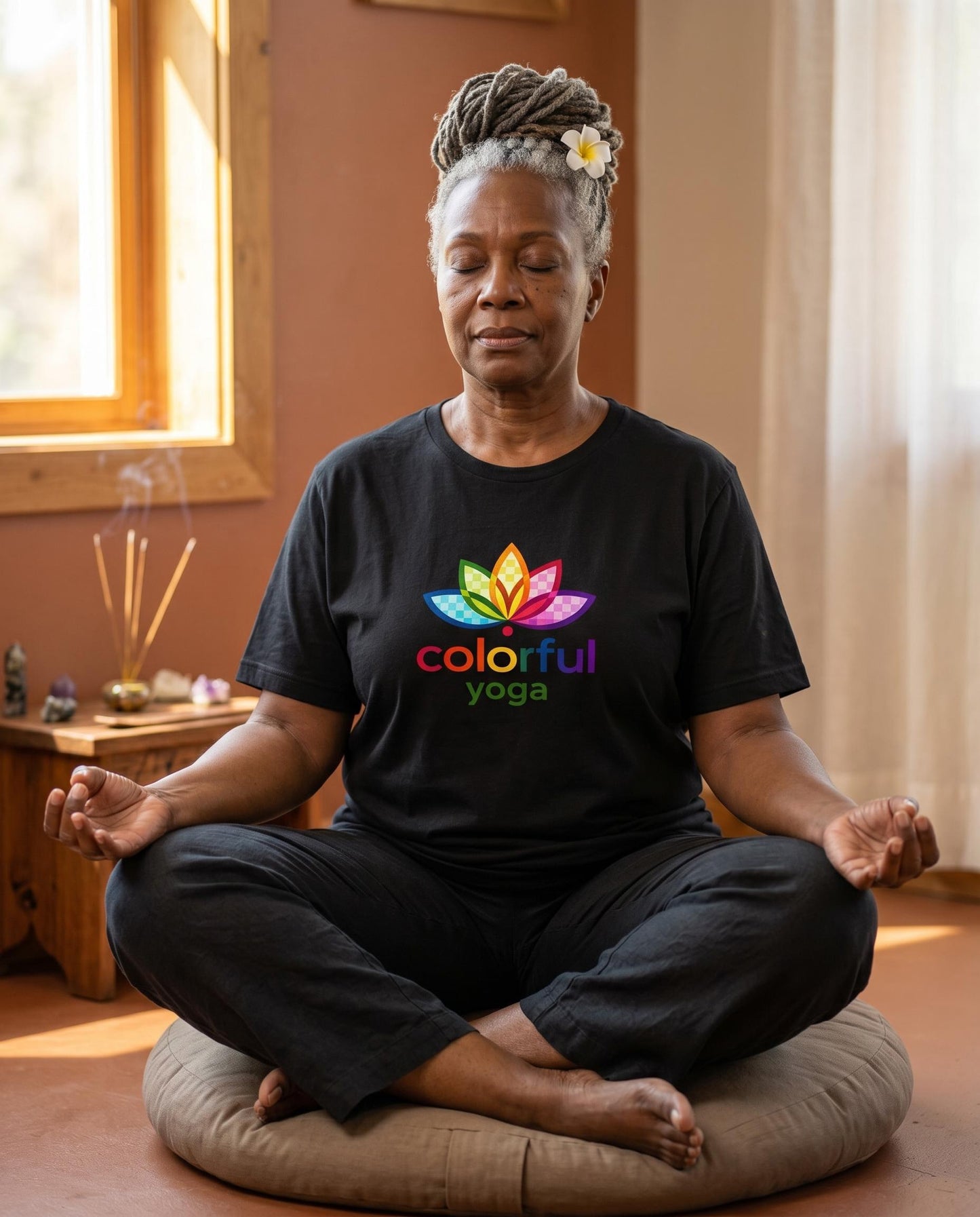 Colorful Yoga Lotus T-Shirt | Rainbow Meditation & Mindfulness Unisex Tee
