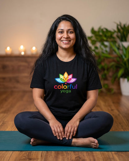 Colorful Yoga Lotus T-Shirt | Rainbow Meditation & Mindfulness Unisex Tee