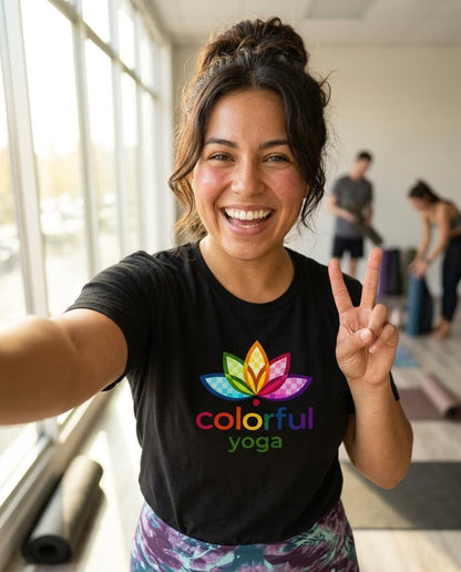 Colorful Yoga Lotus T-Shirt | Rainbow Meditation & Mindfulness Unisex Tee
