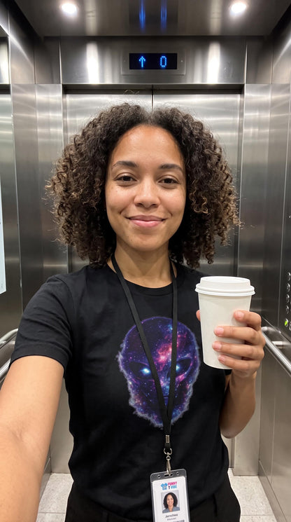 Galaxy Alien Face T-Shirt | Cosmic UFO Graphic Tee