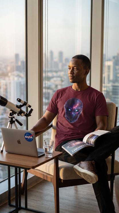 Galaxy Alien Face T-Shirt | Cosmic UFO Graphic Tee