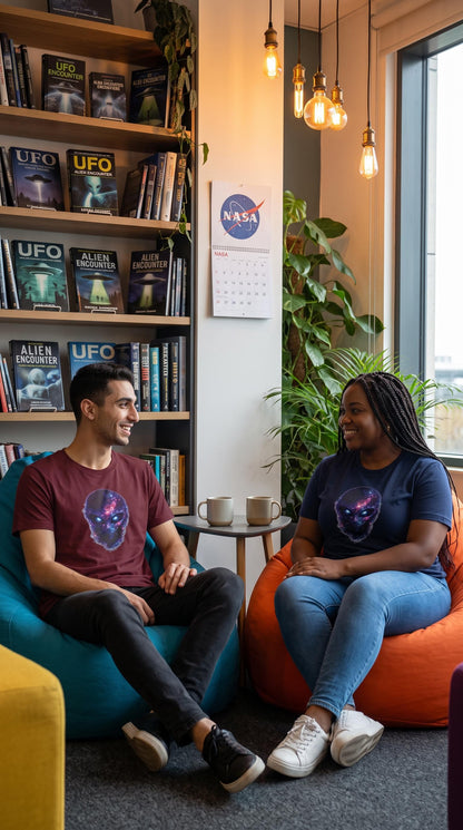 Galaxy Alien Face T-Shirt | Cosmic UFO Graphic Tee
