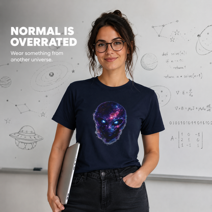 Galaxy Alien Face T-Shirt | Cosmic UFO Graphic Tee