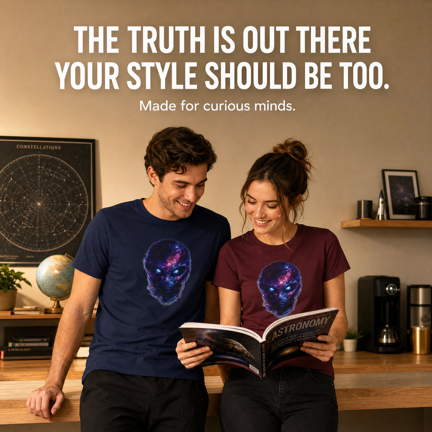 Galaxy Alien Face T-Shirt | Cosmic UFO Graphic Tee