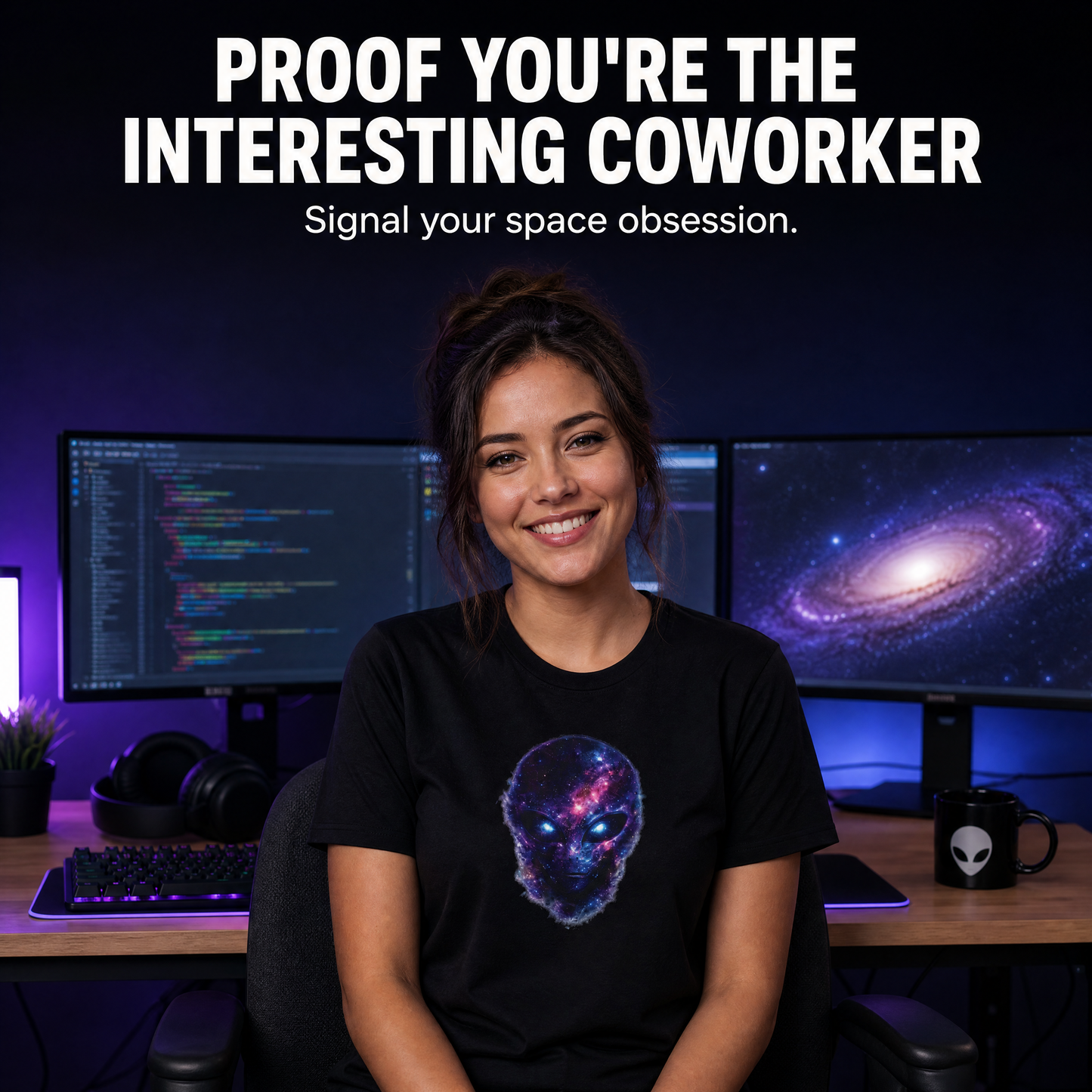 Galaxy Alien Face T-Shirt | Cosmic UFO Graphic Tee