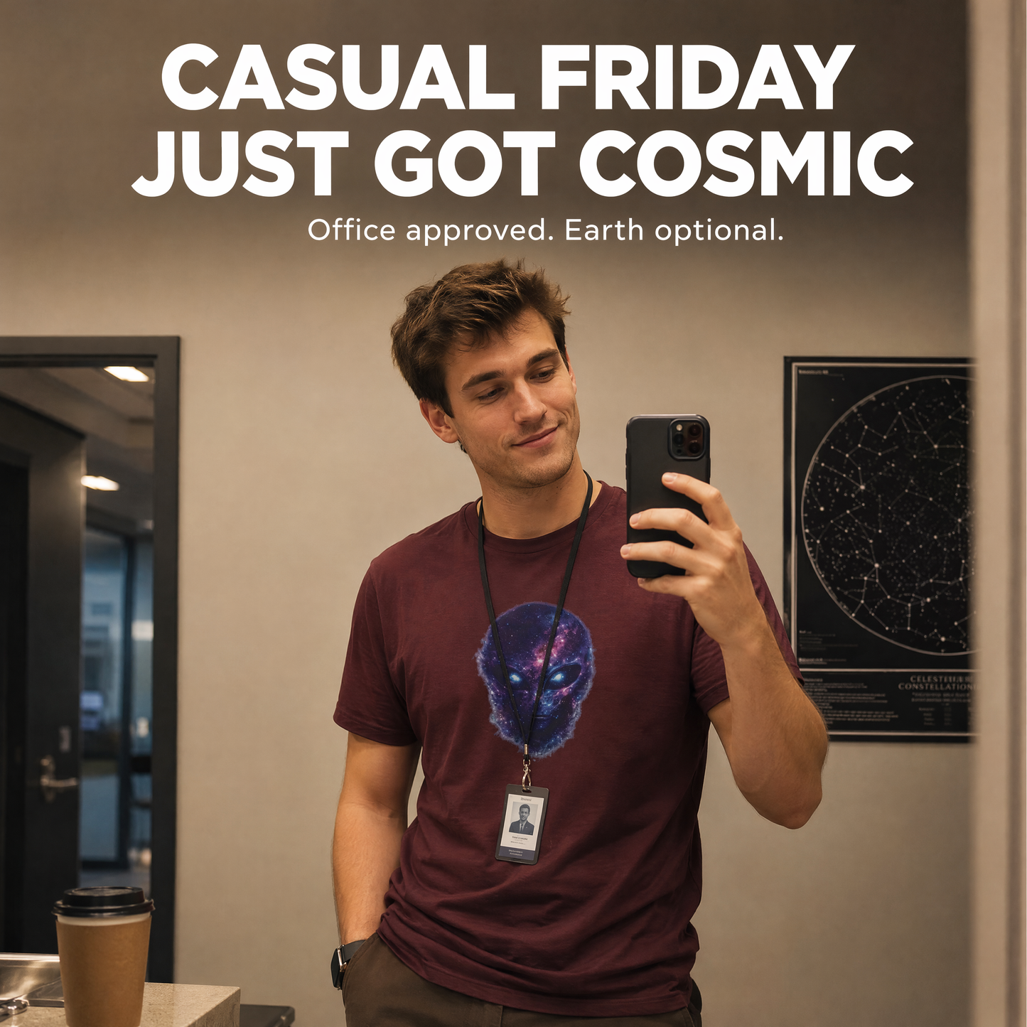 Galaxy Alien Face T-Shirt | Cosmic UFO Graphic Tee