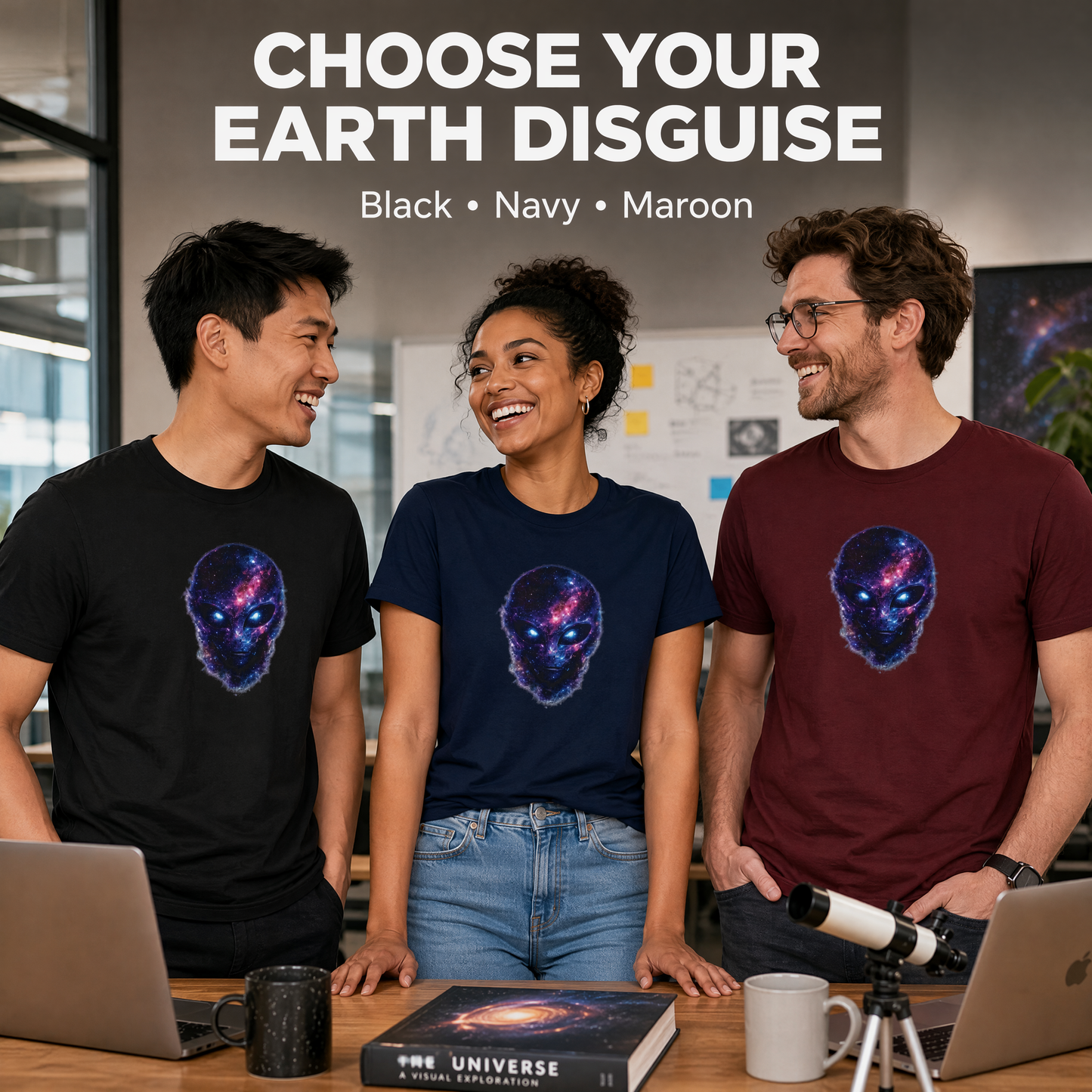 Galaxy Alien Face T-Shirt | Cosmic UFO Graphic Tee