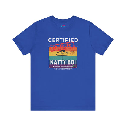 Funny Certified Natty Boi Unisex Jersey Tee - Trendy & Fun T-Shirt for Gym Enthusiasts
