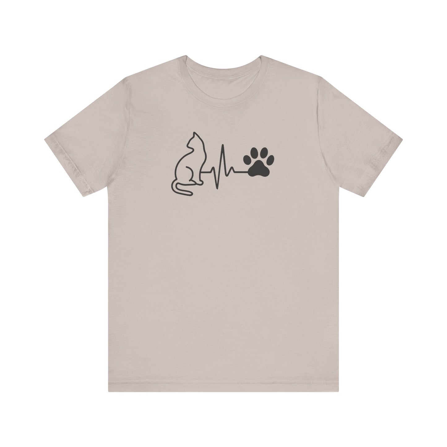 Cat Lover's Heartbeat Tee, Pet Owner Gift, Short Sleeve T-Shirt, Casual Top, Animal Lover Apparel, Purr-fect Gift for Cat Lovers
