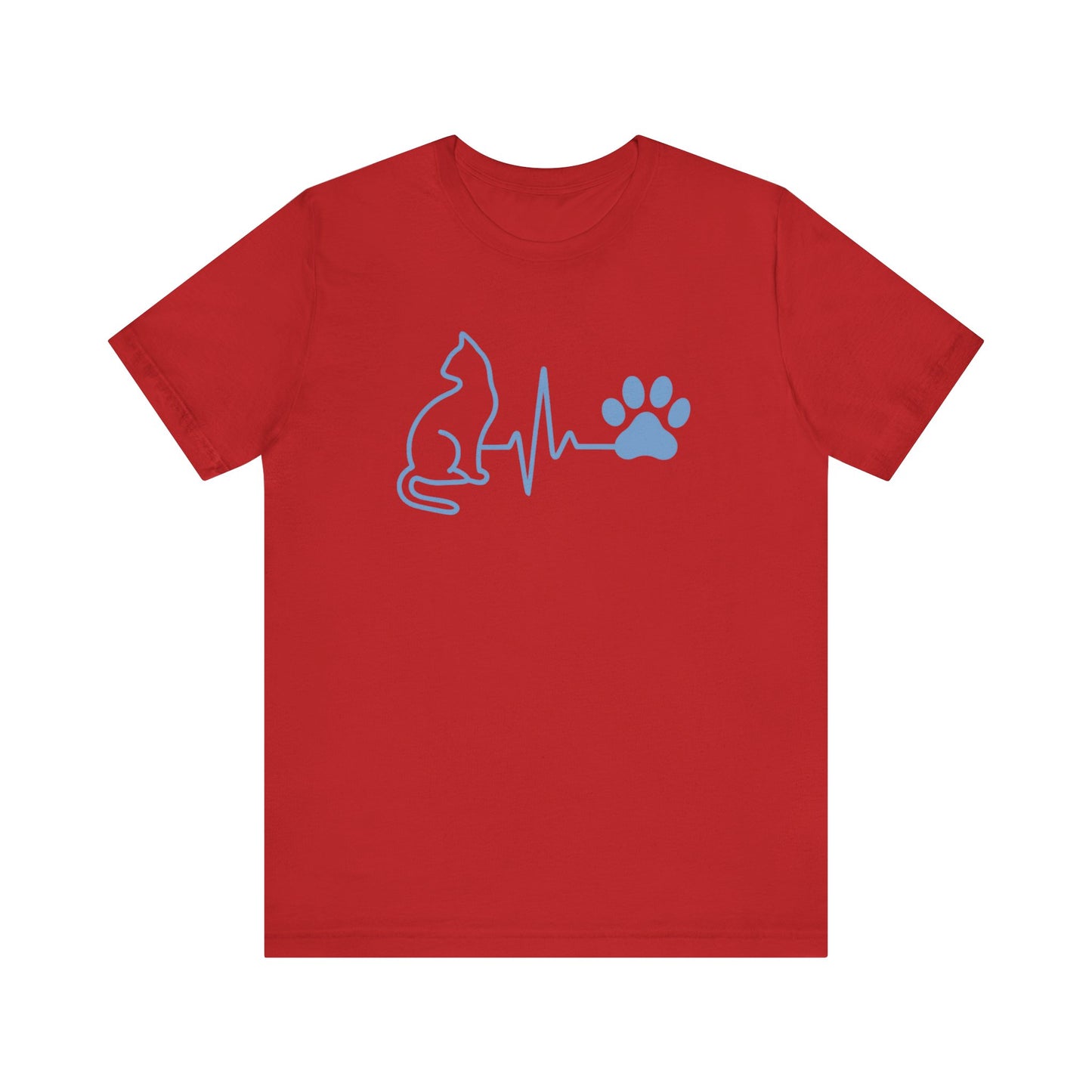 Cat Paw Print T-Shirt | Pet Lover Heartbeat Graphic Tee & Cat Mom/Dad Gift