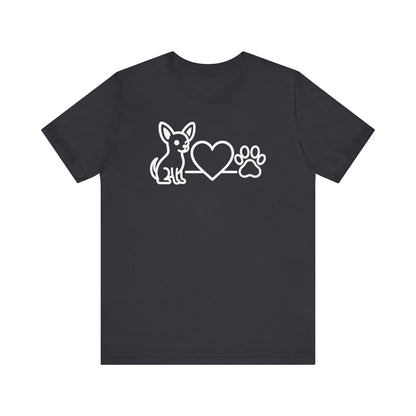 Cute Chihuahua T-Shirt, Unisex Pet Lover Tee, Dog Love Shirt, Animal Rescue Gift, Heart & Paw Design