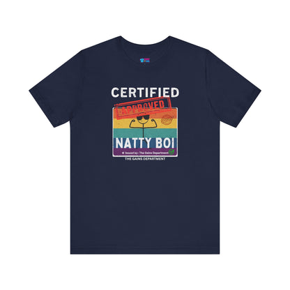 Funny Certified Natty Boi Unisex Jersey Tee - Trendy & Fun T-Shirt for Gym Enthusiasts