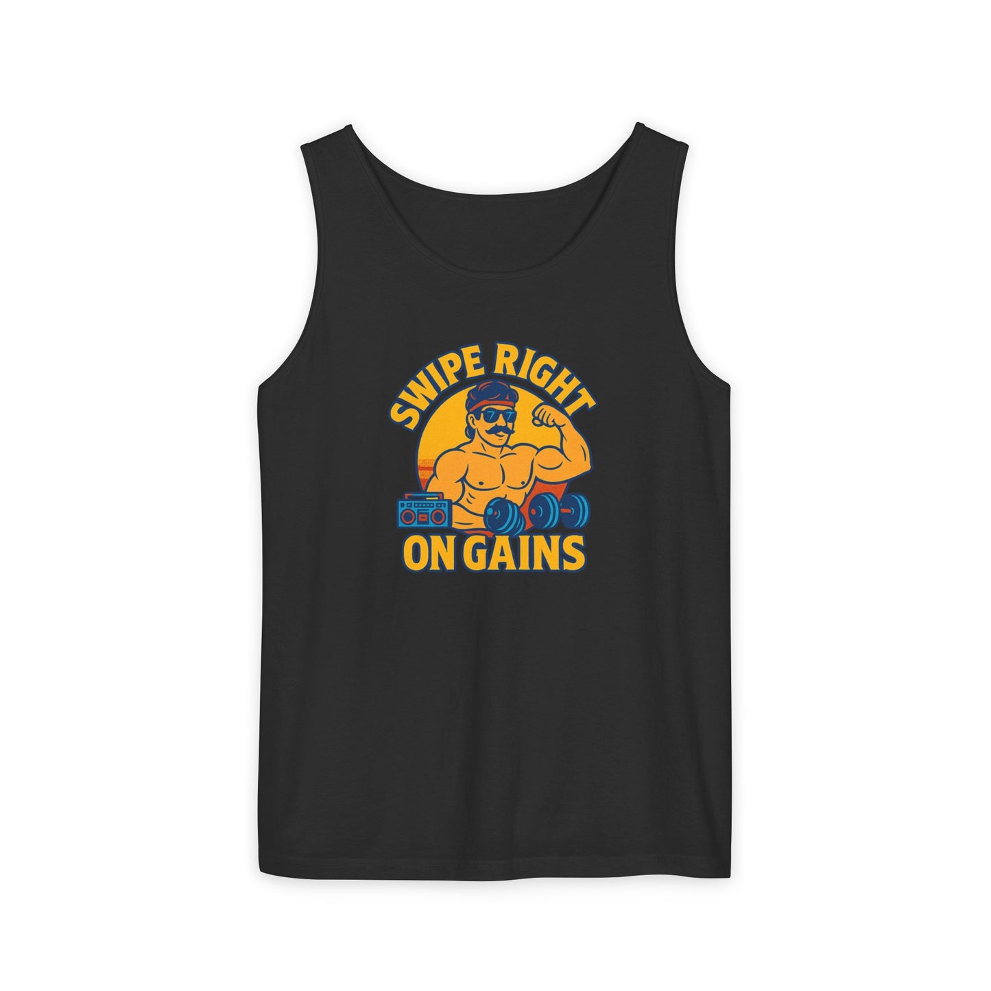 Swipe Right on Gains Tank Top | Funny Gym Shirt, Unisex Fitness Top, Summer Workout Gift