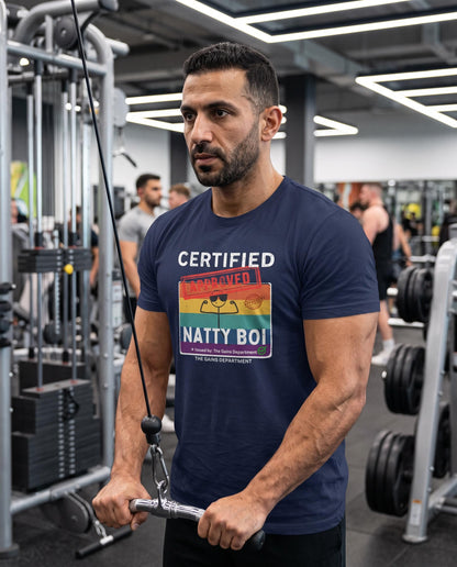 Funny Certified Natty Boi Unisex Jersey Tee - Trendy & Fun T-Shirt for Gym Enthusiasts