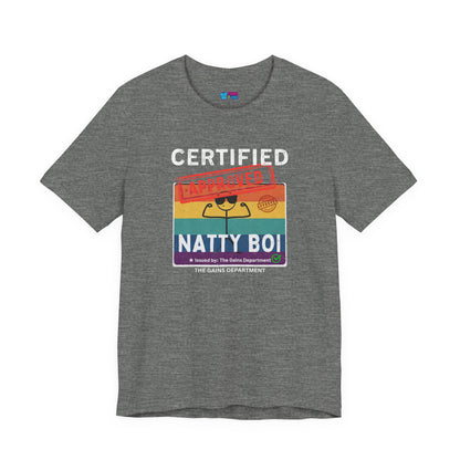 Funny Certified Natty Boi Unisex Jersey Tee - Trendy & Fun T-Shirt for Gym Enthusiasts
