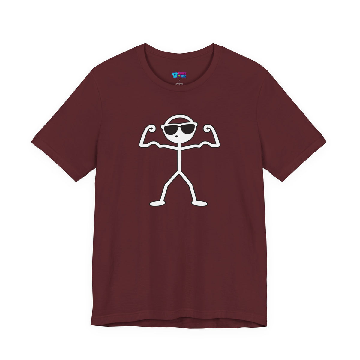 Funny Double Bicep Flex Stick Figure Gym T-Shirt