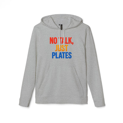 Adidas No Talk, Just Plates Hoodie - Unisex Fleece Sweatshirt for Food Lovers, Chef Gift, Casual Wear, Comfortable Fashion, Kitchen Humor