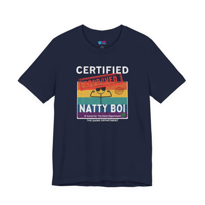 Funny Certified Natty Boi Unisex Jersey Tee - Trendy & Fun T-Shirt for Gym Enthusiasts
