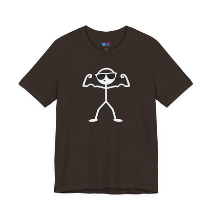 Funny Double Bicep Flex Stick Figure Gym T-Shirt