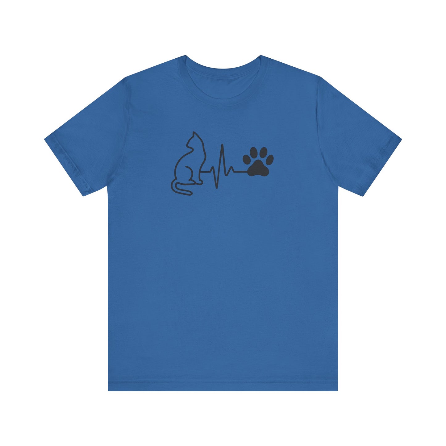 Cat Lover's Heartbeat Tee, Pet Owner Gift, Short Sleeve T-Shirt, Casual Top, Animal Lover Apparel, Purr-fect Gift for Cat Lovers