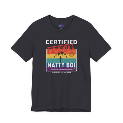 Funny Certified Natty Boi Unisex Jersey Tee - Trendy & Fun T-Shirt for Gym Enthusiasts