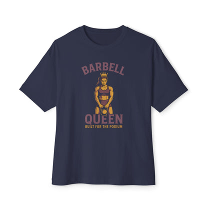 Barbell Queen Oversized Workout Shirt, Boxy Gym Tee, Fitness Gift for Her