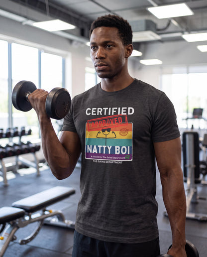 Funny Certified Natty Boi Unisex Jersey Tee - Trendy & Fun T-Shirt for Gym Enthusiasts