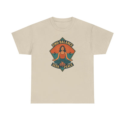 Find Balance, Seek Peace Meditation T-Shirt | Unisex Yoga & Mindfulness Tee