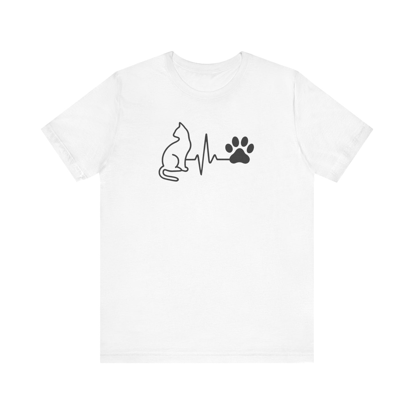 Cat Lover's Heartbeat Tee, Pet Owner Gift, Short Sleeve T-Shirt, Casual Top, Animal Lover Apparel, Purr-fect Gift for Cat Lovers