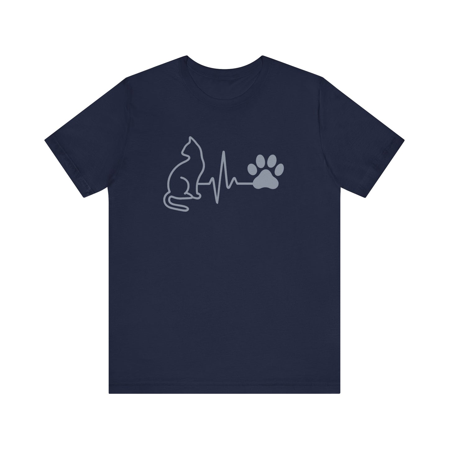 Cat Lover's Heartbeat Tee | Unisex Jersey Short Sleeve T-Shirt, Pet Lover Gift, Animal Rescue Support, Cat Mom Shirt, Casual Wear