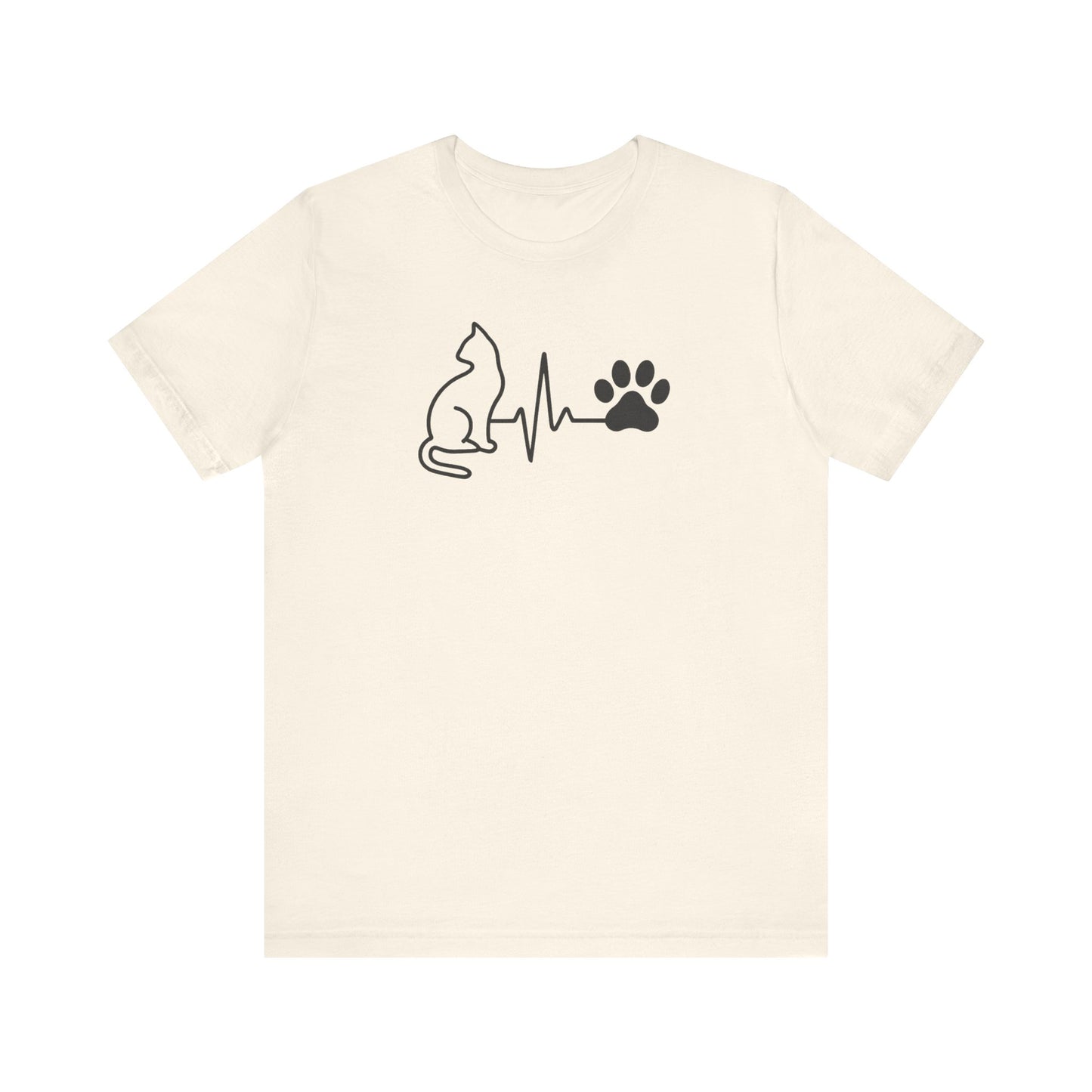 Cat Lover's Heartbeat Tee, Pet Owner Gift, Short Sleeve T-Shirt, Casual Top, Animal Lover Apparel, Purr-fect Gift for Cat Lovers