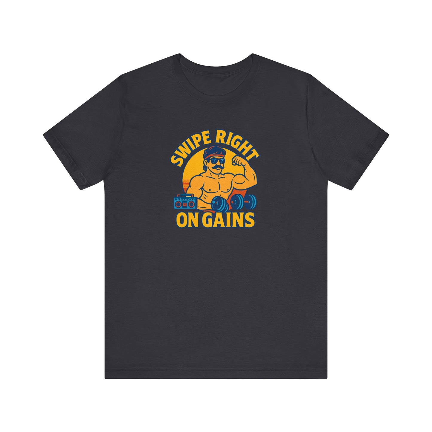 Swipe Right on Gains Gym Shirt | Funny Workout Tee & Fitness Humor Gift